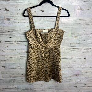 Capulet  Millie denim dress in leopard button down a line revolve size medium